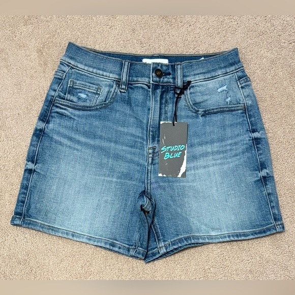 Studio Blue Distressed High Rise Denim Shorts | NWT - Picture 1 of 5